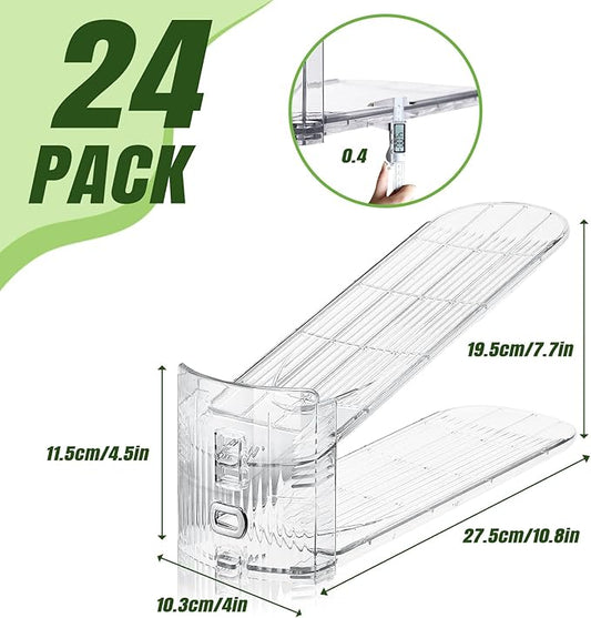 Clear Shoe Slot Organizer, 24 Pack Adjustable Shoe Slots Organizer for Closet Clear Shoe Stackers Shoe Rack Holder Shoe Space Savers for a Pair of Shoes-NeatNest