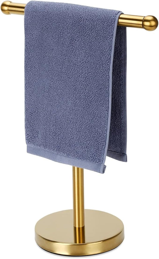 Hand Towel Holder Gold, Hand Towel Rack Stand with Heavy Weighted Base, Countertop Hand Towel Holder Stand for Bathroom，SUS304 Stainless Steel (Gold)