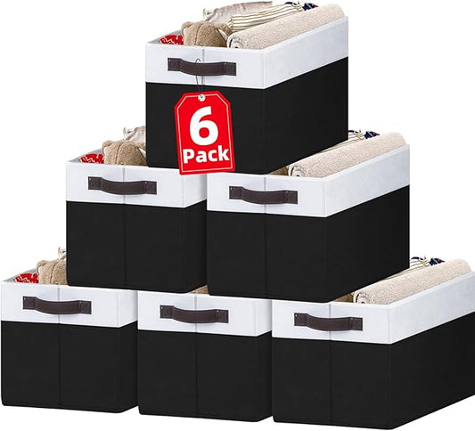 Criusia 6 Pack Closet Organizers and Storage Bins, Cute Dorm Room Essentials for Clothes Beddings Bags, Under Bed Storage Containers, Apartment Essentials Baskets for Organizing (14L*10W*9.5H)-NeatNest