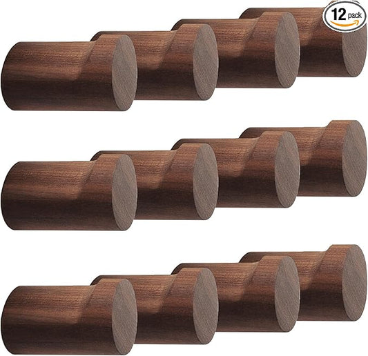 12 Pack Wood Wall Hooks, Natural Wooden Coat Hooks Wall Mounted, Handmade Rustic Hat Hooks Heavy Duty Entryway Wall Hangers for Hanging Towels, Clothes, Bags-NeatNest