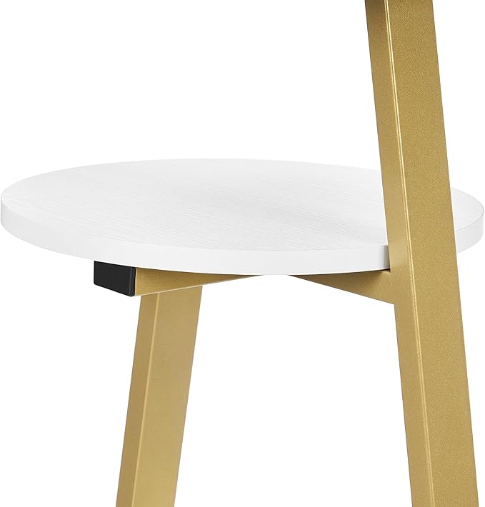 BEWISHOME Round End Table Side Table with Metal Frame, Accent Bedside Table Nightstand with 3-Tier Shelves, Small Couch Table for Living Room Bedroom White Gold KTZ41M-NeatNest