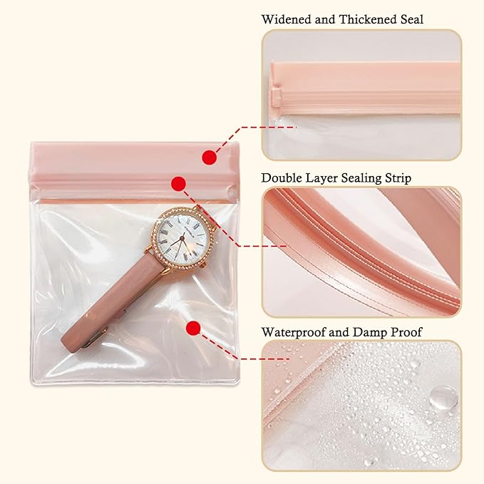 30 PCS Clear Plastic EVA Anti Tarnish Jewelry Storage Bags, Zip Ziplock Jewelry Pouches for Selling & Gift, Little Mini Travel Organizer for Ring Earing Chain Bracelet (S)-NeatNest