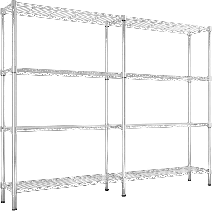58'' Adjustable Storage Shelves Wire Shelving Unit Multiple Rows Shelving for Storage Rack Shelves for Storage Heavy Duty Garage Shelf Pantry Shelves Kitchen Shelving