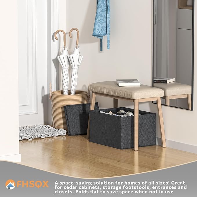 2 Pack Shoe Organizer for Closet,Foldable Shoe Organizer,Fits up to 24 Pairs,Storage Containers With Bottom Support for Shoes (Black, 16.5 * 12.6 * 9.5in)-NeatNest