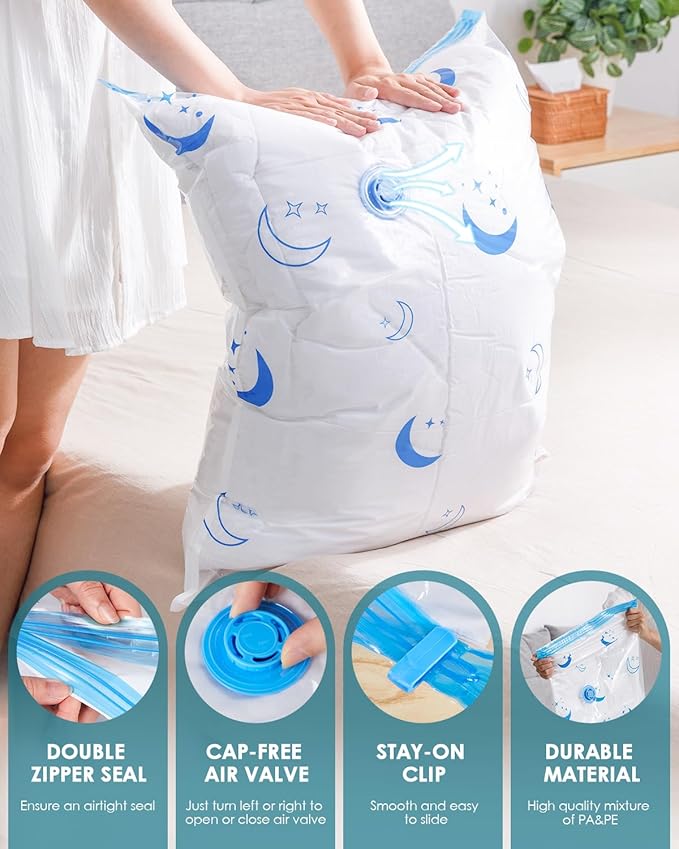Travel Compression Bags, 35 Pack Vacuum Storage Bags with 1500mAh Rechargeable Battery, Vacuum Seal Bag for Space Saving Clothes, Blanket, Duvets, Pillows, Comforters, Travel Essentials, Luggage-NeatNest