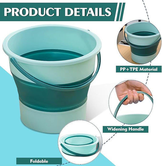 Collapsible Bucket 1.3 Gallon/5L Small Plastic Household Cleaning Mop Buckets Foldable Water Bucket for Car Wash Fishing Camping Beach (Green)-NeatNest