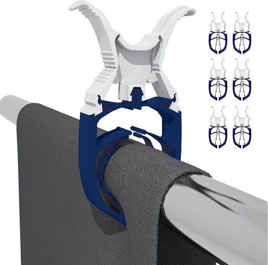 Navy Blue 6-Pack - Storm Proof & Lockable Clothespin - Large Clips fit Lines & Rails - Multi-Purpose Towel Clips for Boat Accessories, Chairs, RV, Camping, Fishing, Stroller, Balcony, Tarps