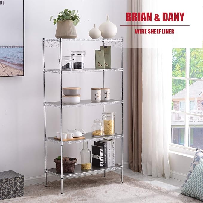 BRIAN & DANY Wire Shelf Liner 18" X 48", Set of 10, Heavy Duty Shelf Liners for Wire Shelving, Waterproof Protector Mats, Charcoal-NeatNest