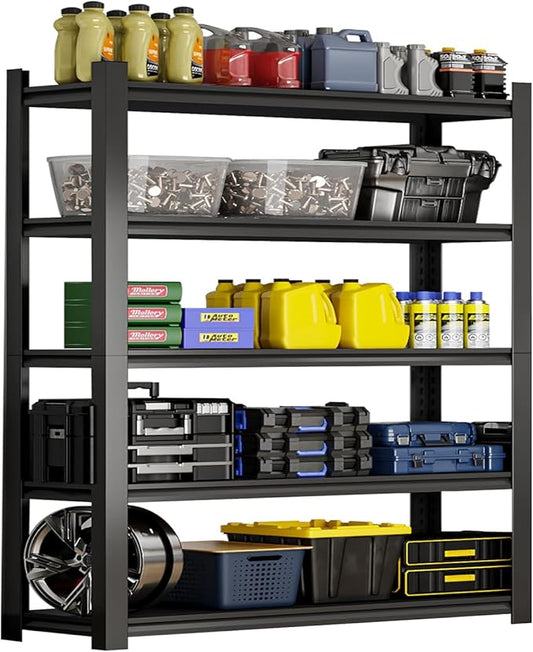 72''H Garage Shelving Heavy Duty, 2800LBS Storage Shelves, 5-Tier Adjustable Metal Shelve Storage Shelf Rack, Industrial Shelving Unit for Garage, Warehouse, Basement (59" W x 19.7" D x 72" H)-NeatNest