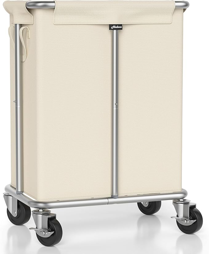 Laundry Basket with Wheels, Rolling Laundry Hamper 170L Large Dirty Clothes Hamper Cart with Metal Frame and Removable Bag, Hampers for Bedroom, Bathroom, and Laundry Room Organization, Beige