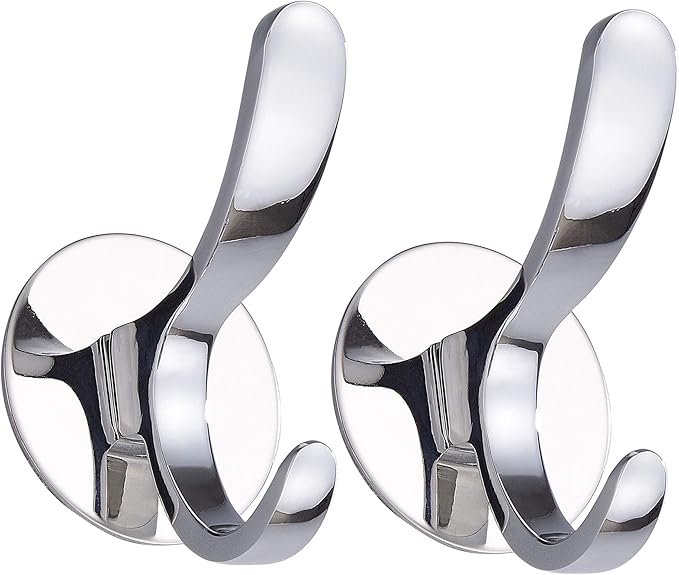 GERUIKE Adhesive Towel Hooks Stainless Steel Self Adhesive Robe Coat Hook for Bathroom Kitchen Wall Mounted Door Clothes Hook No Screws Damage Free