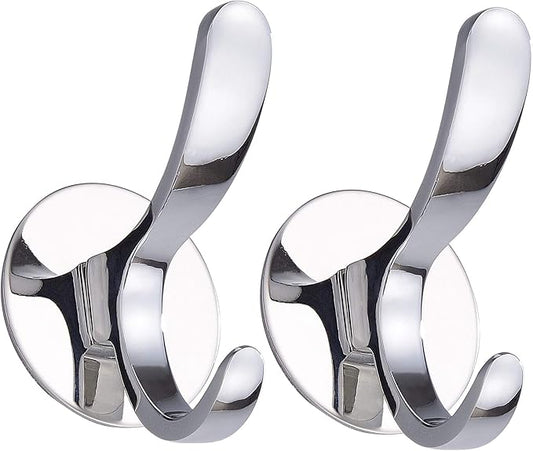 GERUIKE Adhesive Towel Hooks Stainless Steel Self Adhesive Robe Coat Hook for Bathroom Kitchen Wall Mounted Door Clothes Hook No Screws Damage Free