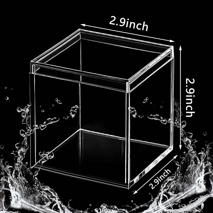 Blulu 8 Pieces Clear Acrylic Plastic Jewelry Box Mini Storage Box Mini Cube Containers with Lids for Candy Pill and Tiny Jewelry(Square,2.9 x 2.9 x 2.9 Inch)-NeatNest