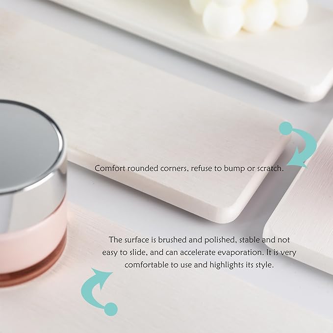 2 Pcs Water Absorbing Stone Trays, Kitchen/Bathroom Sink Soap Dish, Diatomite Tray Used for Hand Soap & Cosmetic Bottles in The Modern Home, 3.15" W x 11.8" L, White-NeatNest