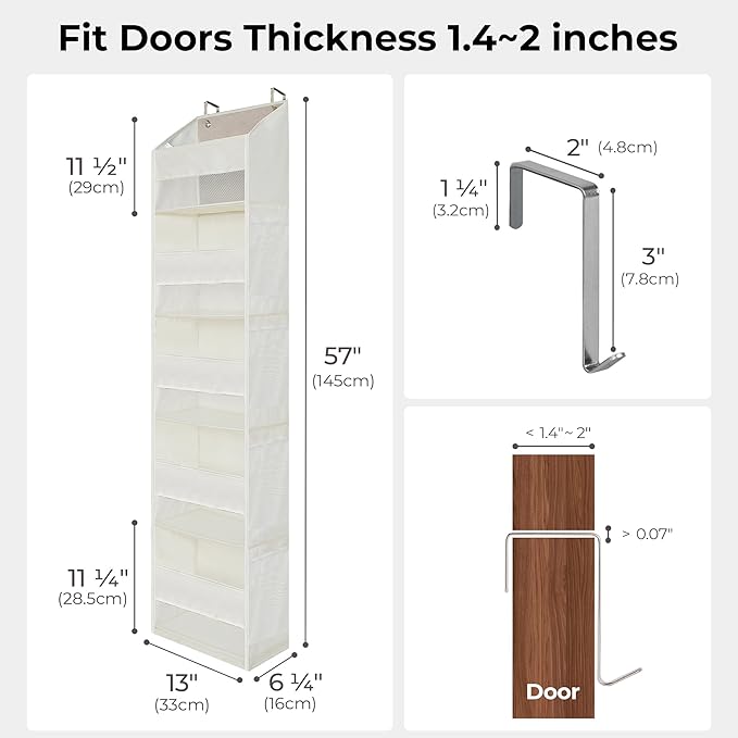 GRANNY SAYS Over The Door Organizer, 5-Shelf Behind The Door Storage with 8 Pockets and Clear Window, Anti Tilt Large Capacity Door Hanging Organizer for Kids Nursery, Pantry, Laundry, Beige, 1 Pack-NeatNest