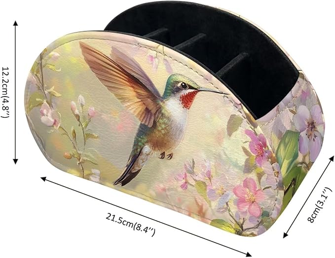 Fresh Hummingbird Print TV Remote Control Organizer Desktop Storage for Remote Controls/Controllers/Media Players/Eyeglasses/Cosmetic Brushs/Paint Brushes/Pens Organizer Green-NeatNest