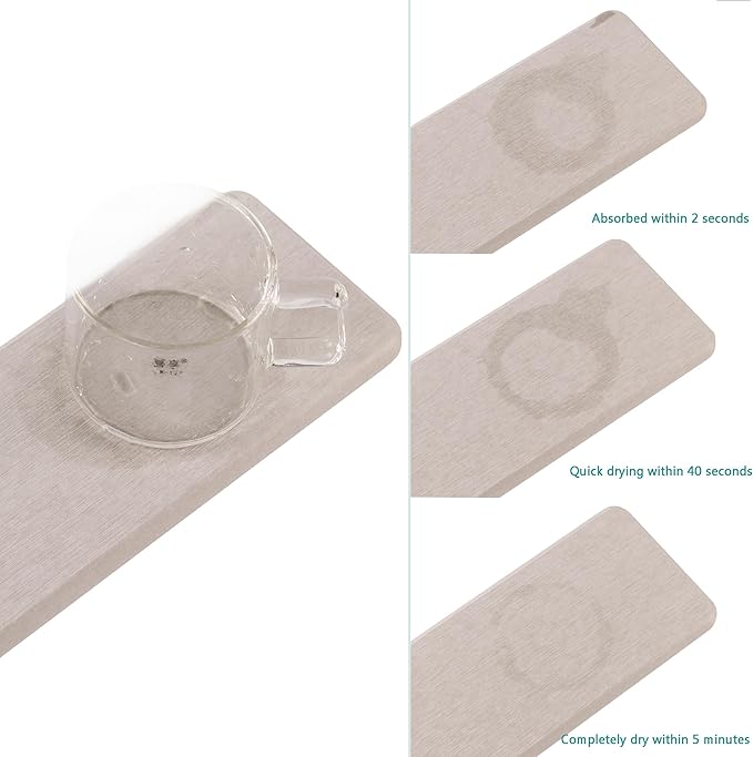 2 Pcs Water Absorbing Stone Trays, Kitchen/Bathroom Sink Soap Dish, Diatomite Tray Used for Hand Soap & Cosmetic Bottles in The Modern Home, 3.15" W x 8.7" L, Light Gray-NeatNest