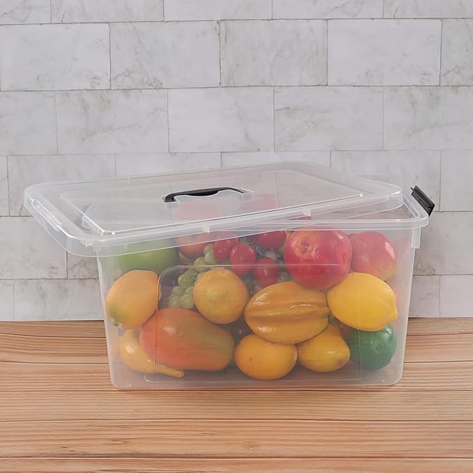 17.5 L Plastic Storage Bin with Lids, Clear Latching Box, 4 Packs