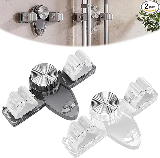 2PCS Broom Holder Mop Hanger,No punching required Broom Hanger Organizer,Broom Holder Wall Mountfor Bathroom, Kitchen, Office,Utility Room,Laundry Room(White+Gray)