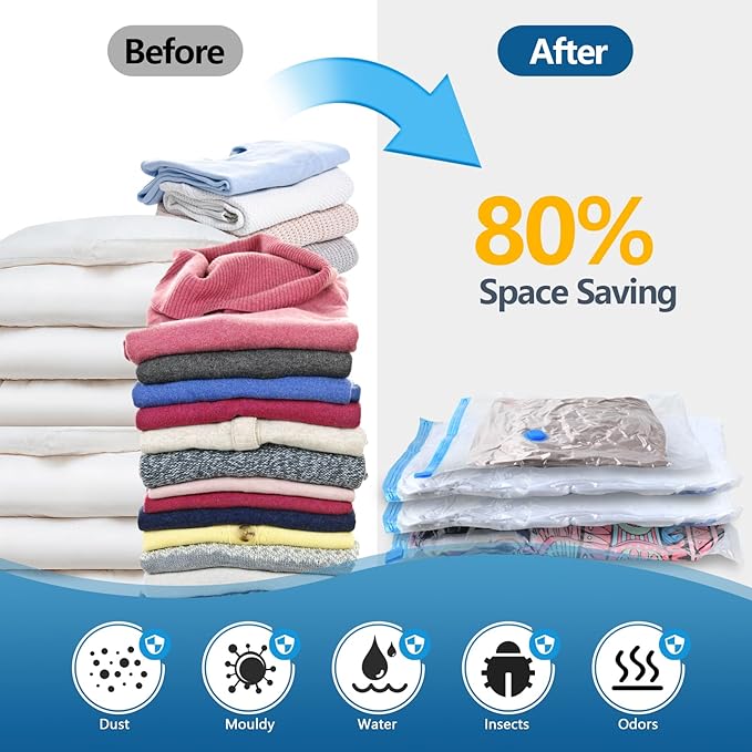Large Vacuum Storage Bags with Electric Pump 25Pack(5 Jumbo/5 Large/5 Medium/5 Small/5 Roll) Vacuum Seal Bags For Clothing Travel Packing,Blanket,Duvets,Pillows,Comforters-NeatNest