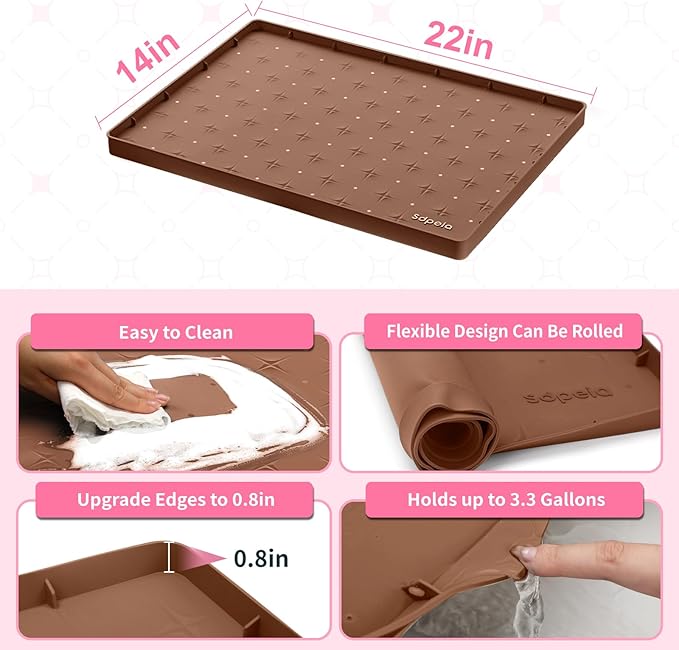 Sdpeia Under Sink Mat for [22" x 14"] Cabinet, Upgraded Silicone Waterproof Mat Kitchen Cabinet Liner Cabinet Protector Kitchen Organizers and Storage-NeatNest