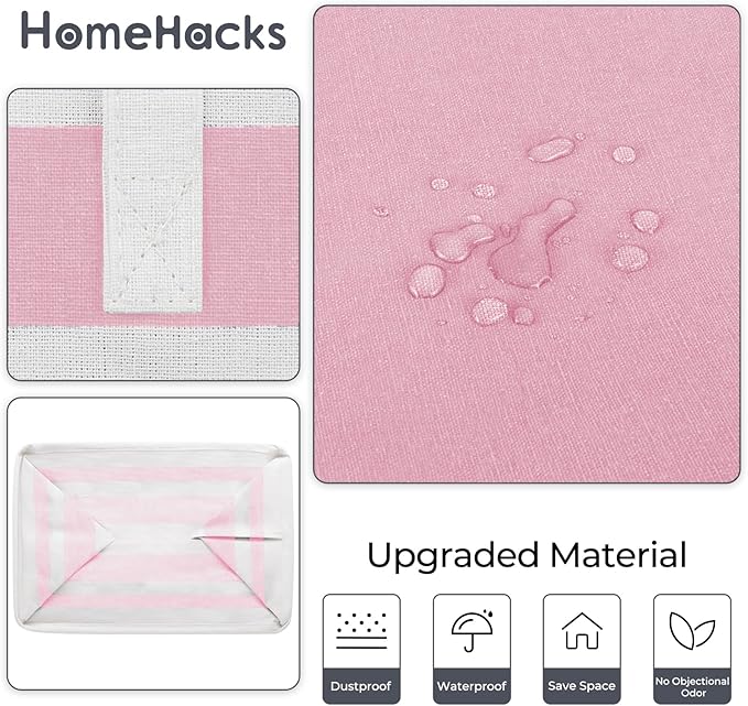 HomeHacks 2 Pack Large Laundry Baskets, Waterproof, Freestanding Laundry Hampers, Collapsible Clothes Hamper with Reinforced Handles in Laundry, College Dorm, Bathroom, Bedroom (Pink, 100Lx2)-NeatNest