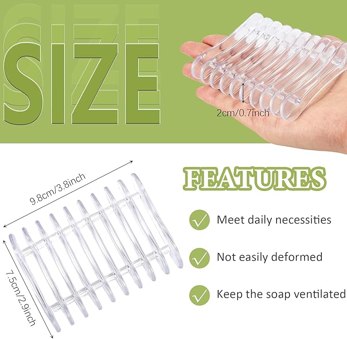 2 Pieces Plastic Bar Soap Holder Soap Tray Soap Saver Bar Dish Self Draining Soap Dishes for Soap Sponge Dryer Bathroom Toilet Shower Kitchen Restaurant Counter (Clear)-NeatNest
