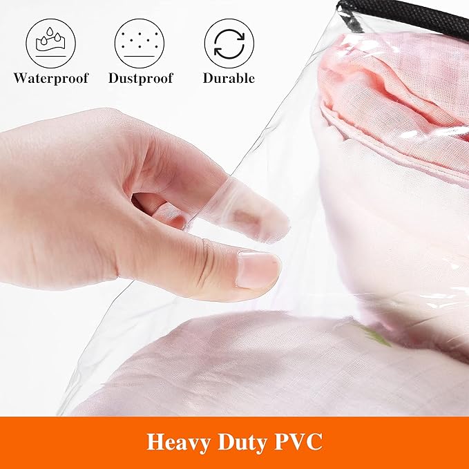 Vieshful 7 Pack Clear Comforter Storage Bag, 60L Clothes Storage Bag with Zipper Closet Organizer, Plastic Storage Containers Moving bags for Comforter, Blanket, Bedding, Duvet, Toys-NeatNest