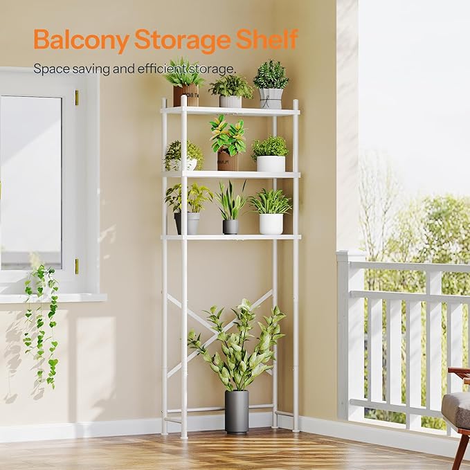 HOOBRO Over The Toilet Storage, 3-Tier Over Toilet Bathroom Organizer, Freestanding Above Toilet Shelf with Adjustable Feet, Space Saving, Easy Assembly, White WW63TS01