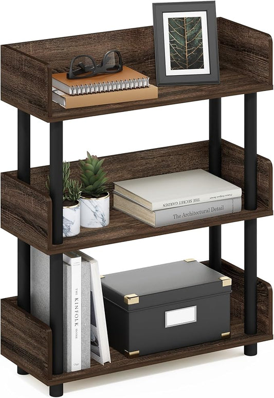 Furinno Turn-N-Tube 3-Tier Freestanding Multipurposes Display Rack, Bookshelf, Walnut-NeatNest