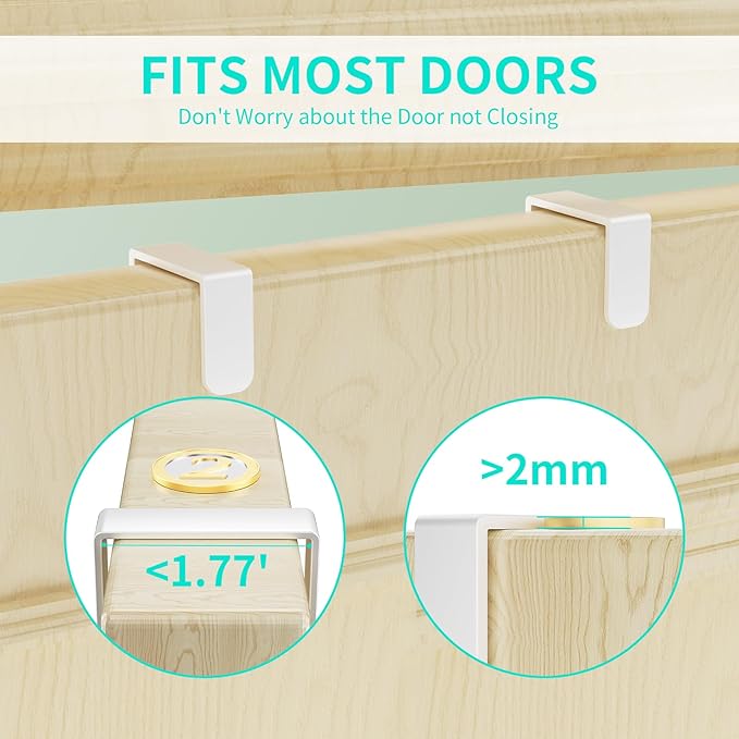HapiRm Over Door Hat Rack - 2 Packs Hat Organizer with 8 Hooks Design, Hanging Baseball Cap Organizer Storage Holds Up to 40 Caps for Door, Bedroom, Closet (White)-NeatNest