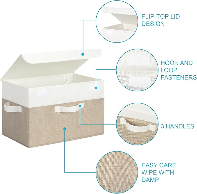 GRANNY SAYS Storage Bins with Lids, Decorative Storage Boxes, Clothes Stoarge Bins, Shelf Baskets, Closet Storage Bins for Clothing, Collapsible Storage and Organization, 2-Pack-NeatNest