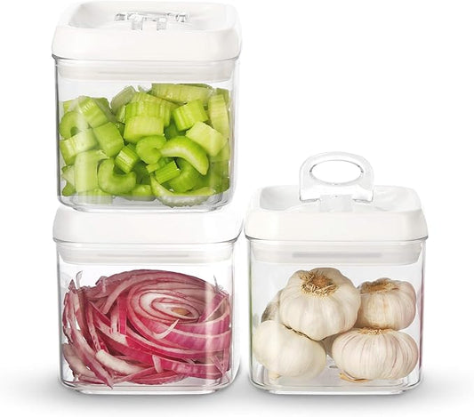 Felli Flip Tite Food Storage Container 5" LARGE Size Airtight Lid Lock Top, Stackable Kitchen Canister for Space Saving, Pantry Fridge Cupboard Organizer, Spice Seasoning Pet Treats Snack (1.1 qt)-NeatNest