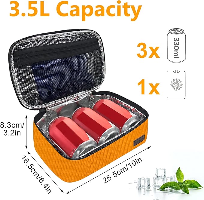 Gloppie Mini Lunch Box Small Lunch Bag for Children Insulated Lunch Bag for Kids, CPC Certified | Child-Safe Materials, Thermal LunchBox Reusable Sandwich Bags Snack Box, Orange-NeatNest