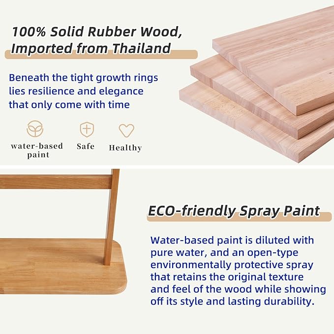 Coat Rack Freestanding, Coat Tree with 2 Main Rods and Stable Design, Clothes Racks for Hanging Coats Clothes Suits Jacket, Easy to Assemble and Very Sturdy, Natural Wood Color USYD-202-NeatNest