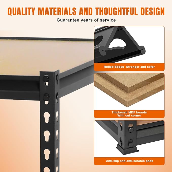 BIG RED Storage Shelving Unit, 5-Tier Adjustable, Heavy Duty Metal Garage Shelves/Utility Rack for Kitchen, Pantry, Basement, Bathroom, Laundry - 2,000 lbs Capacity, Black, 72" H x 35" W x 12" D-NeatNest