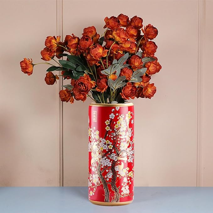 Ceramic Umbrella Stand Living Room Floor-Standing Freestanding Cane Chinese Umbrella Stand Multifunctional Painted Porcelain Vintage Ceramics Flower Vases for Home Office Entrance Indoor(E)-NeatNest