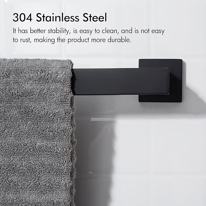 BANOLUX Towel Rack, 36-Inch Single Towel Bars for Bathroom, Towel Racks for Bathroom Wall Mounted SUS304 Stainless Steel Hand Towel Holder Organize Heavy Duty, Matte Black Towel Bar