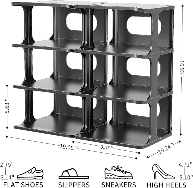 HAIXIN Vertical Narrow Tall Shoe Rack for Front Door Entrance, 7-Tier Sturdy Stackable Shoe Rack Organizer for Closet Entryway, Corner Shoe Storage Shelf Shoe Cubby-NeatNest