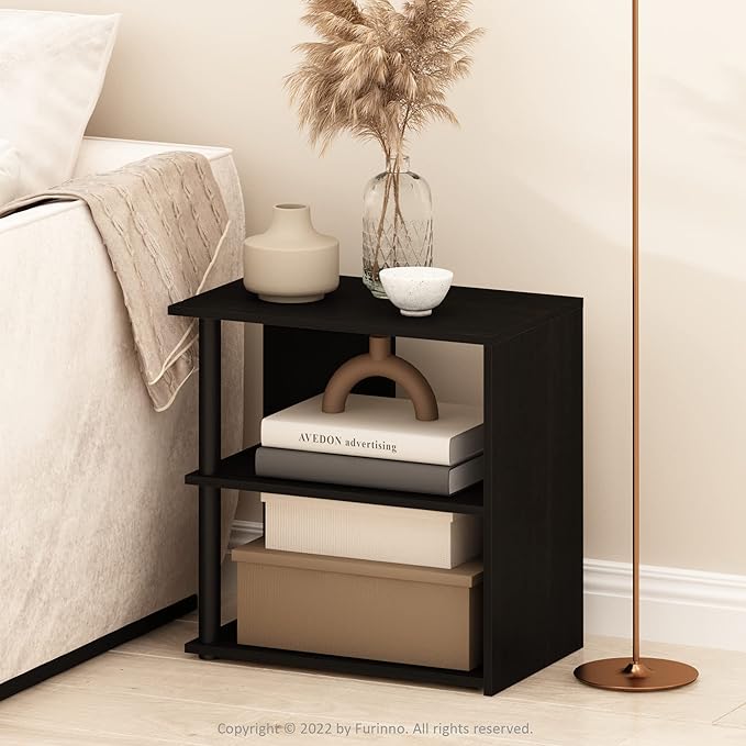 Furinno Romain 2-Tier End Table, Espresso/Black-NeatNest