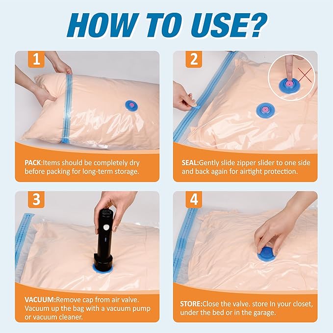 12 Space Saver Bags with Electric Pump-NeatNest