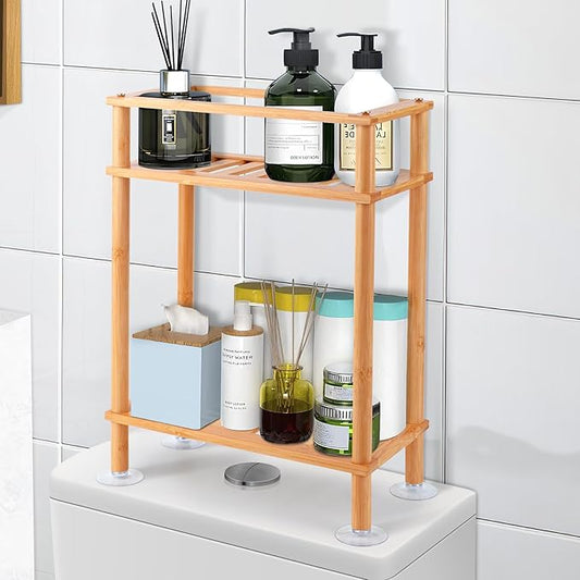 2-Tier Bathroom Storage，Over The Toilet Storage ， Bathroom Shelves Organizer, Storage Rack for Towels, Soap, Shampoo, Toilet Paper Holder, Space Saving for Small Spaces, Easy Assembly-NeatNest