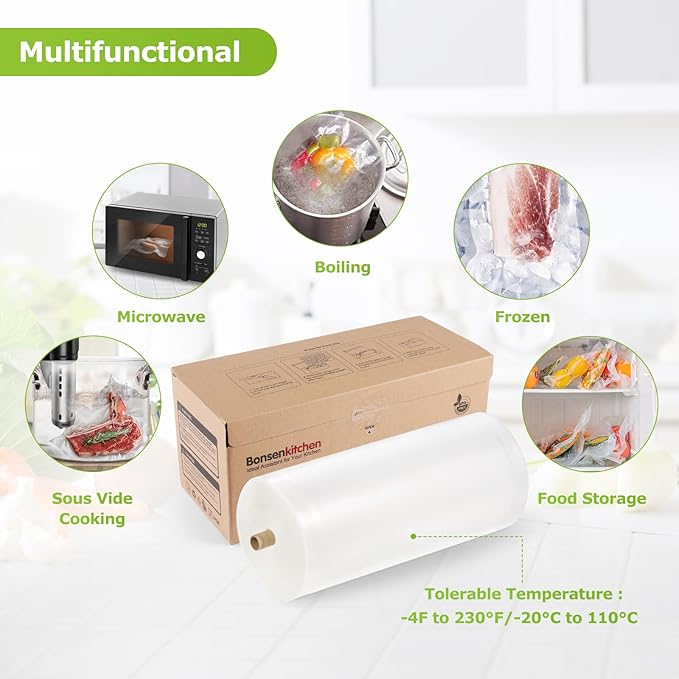 [2025 New] Bonsenkitchen 11” x 150’ Vacuum Sealer Bags Rolls with Cutter for Food Storage, Commercial Grade, BPA Free, Great for Meal Prep and Sous Vide Cooking-NeatNest