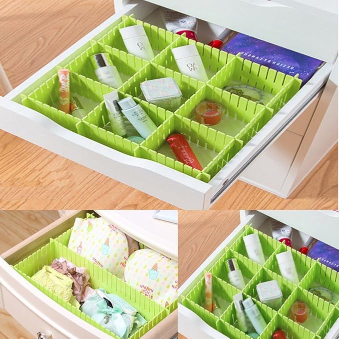 8pcs DIY Plastic Drawer Organizer Adjustable Drawer Dividers for Home Tidy Closet, Socks, Underwear, Office School Supplies, Kitchen Utensil Tools (Green)-NeatNest