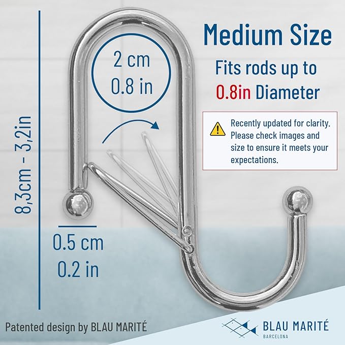 10-Pack Metal S Hooks for Hanging – Heavy-Duty S-Shaped Hook with Safety Buckle – Fits Bars up to 0.8 In – Anti-Drop S-Hooks for Kitchen, Bathroom, Closet & Pot Racks – Silver (Medium)-NeatNest
