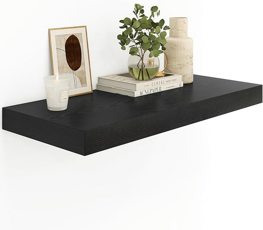 Heimlove Black Bathroom 12'' Deep Floating Shelves for Wall - Shelf Over Toilet Wall Mounted Farmhouse 24 inches,Rustic Wood Shelves Decor & Storage,Set of 1-NeatNest