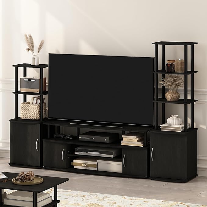 Furinno JAYA Large Entertainment Stand for TV Up to 55 Inch, Blackwood-NeatNest