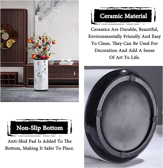 Ceramic Umbrella Stand Living Room Floor-Standing Freestanding Cane Chinese Umbrella Stand Multifunctional Painted Porcelain Vintage Ceramics Flower Vases for Home Office Entrance Indoor(D)-NeatNest