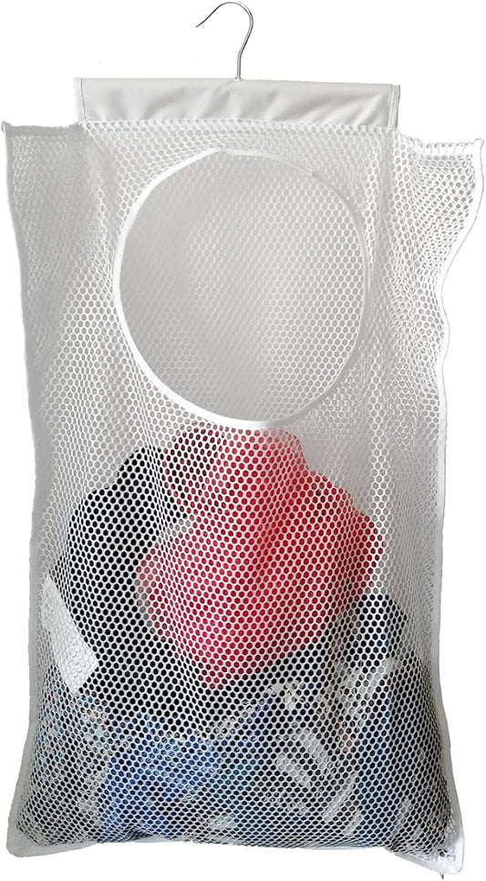 Hanging Mesh Laundry Hamper (30in*20in*2in) Large Dirty Clothes Bag, Can Be Used Behind The Door & Closet & Caravan& Bathroom (White)-NeatNest