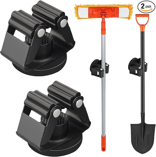 MUTUACTOR Magnetic Broom Holder Heavy Duty,12lbs Magnetic Mount Broom and Mop Holder with Utility Grippers,2PCS Non-scratch Magnetic Tool Holder for Work Garage Laundry Kitchen RV Van Accessories-NeatNest